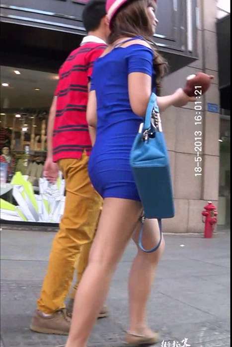 [街拍客视频]jx0346 美女的蓝色性感包臀裙